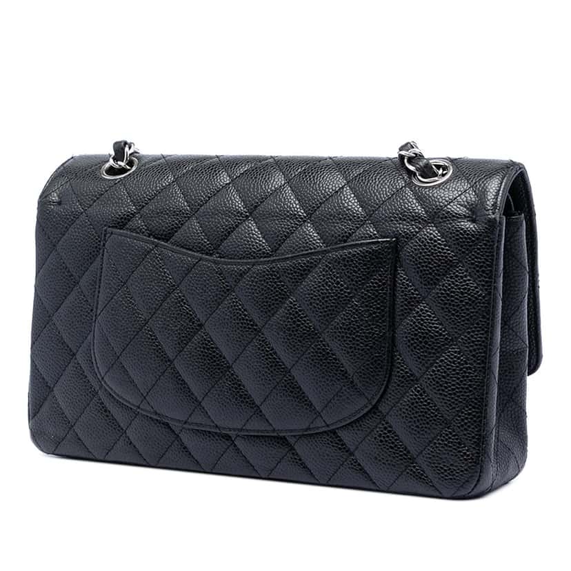 Chanel Medium Classic Caviar Double Flap Black Leather Very good condition - Back View
