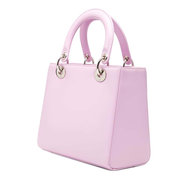 Dior Medium Calfskin Pockets Lady Dior Pink Leather Very good condition - Back View