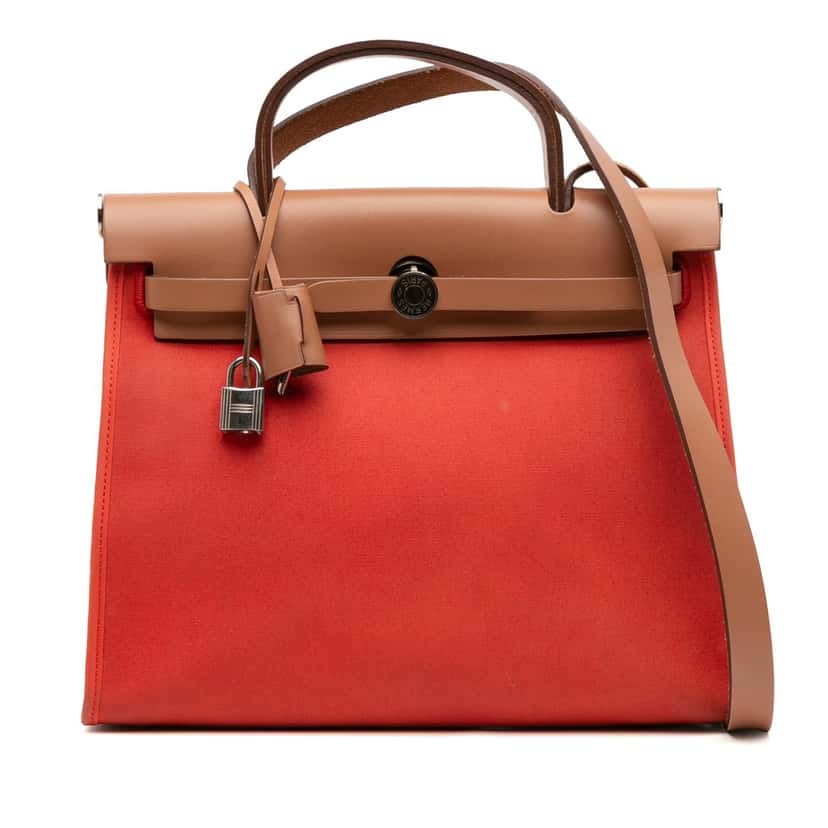 Hermès Toile Herbag Zip 31 Orange Very good condition - Front View