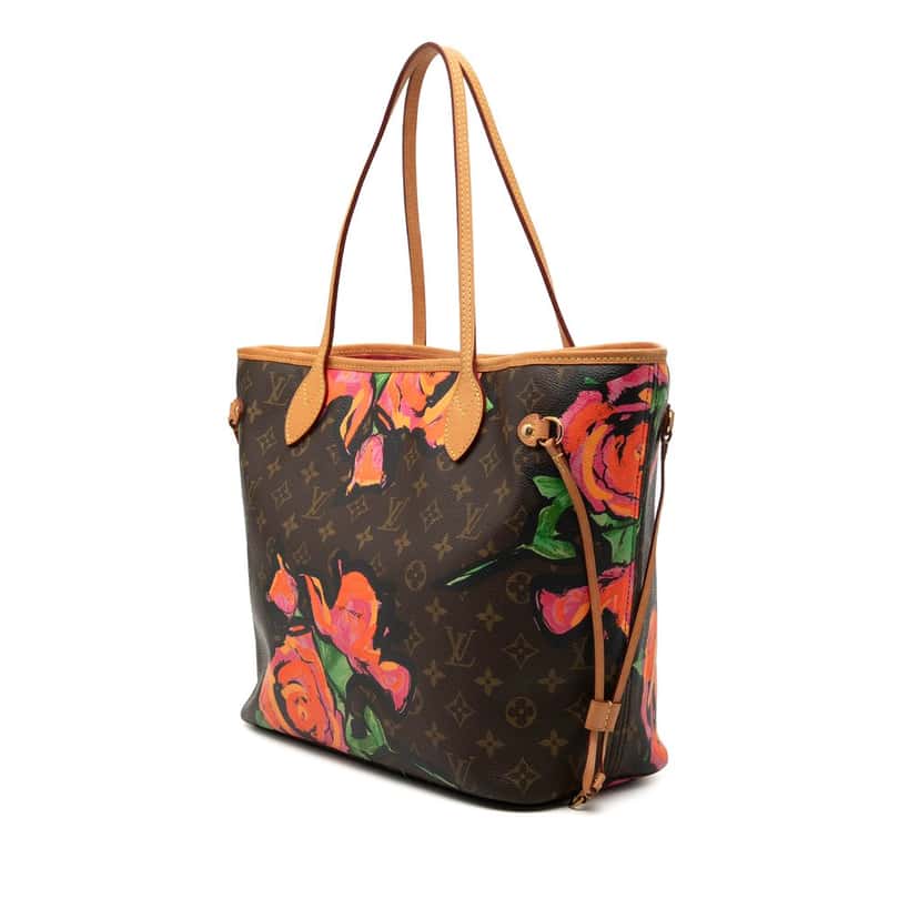 Louis Vuitton Monogram Roses Neverfull MM Brown Very good condition - Back View