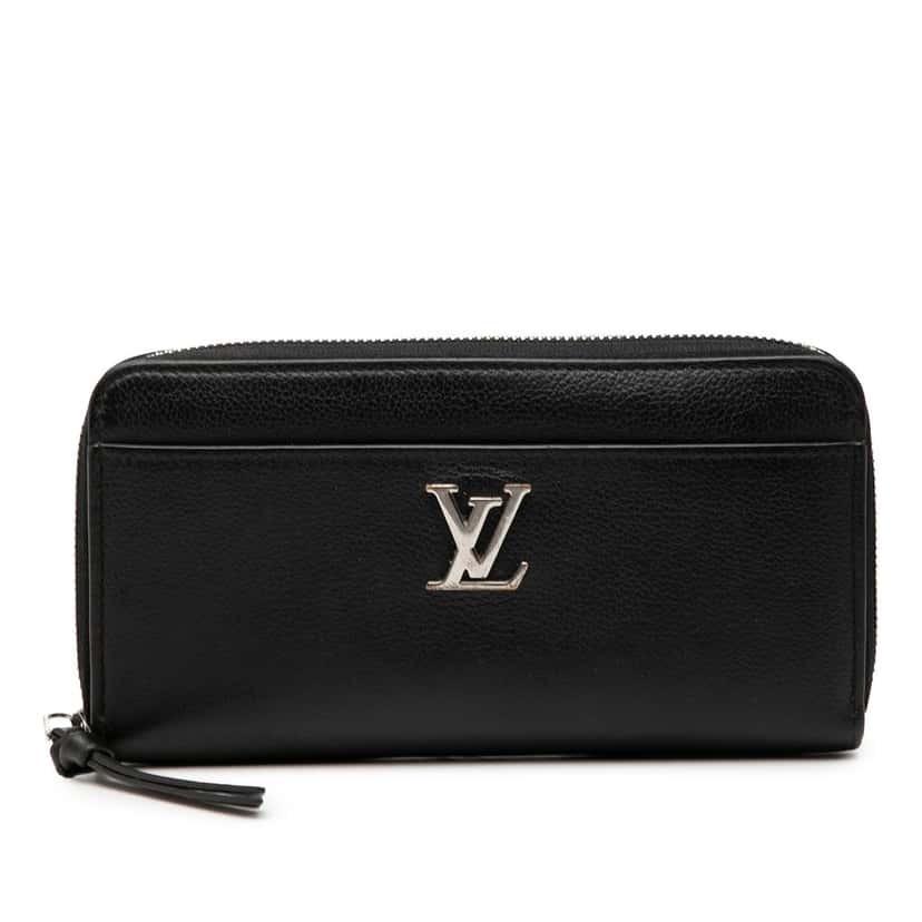 Louis Vuitton Leather Lockme Zippy Wallet Black Leather Very good condition - Front View