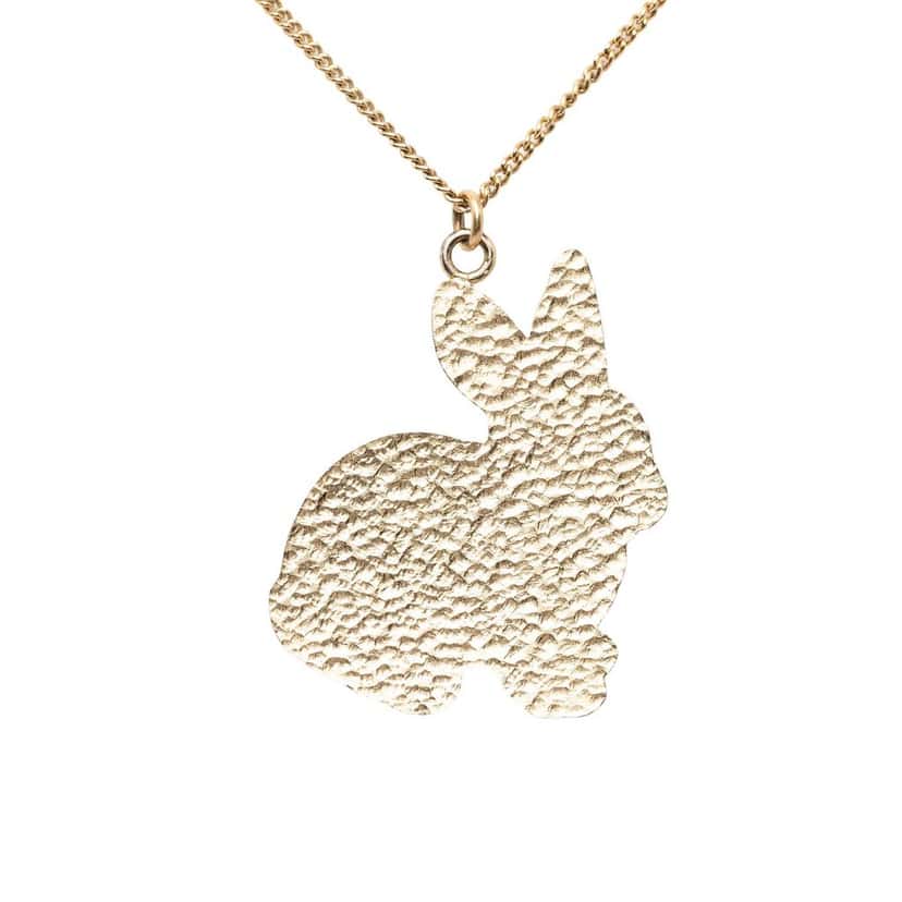 Chanel CC Gold Plated Resin Rabbit Pendant Necklace Gold Metal Very good condition - Back View
