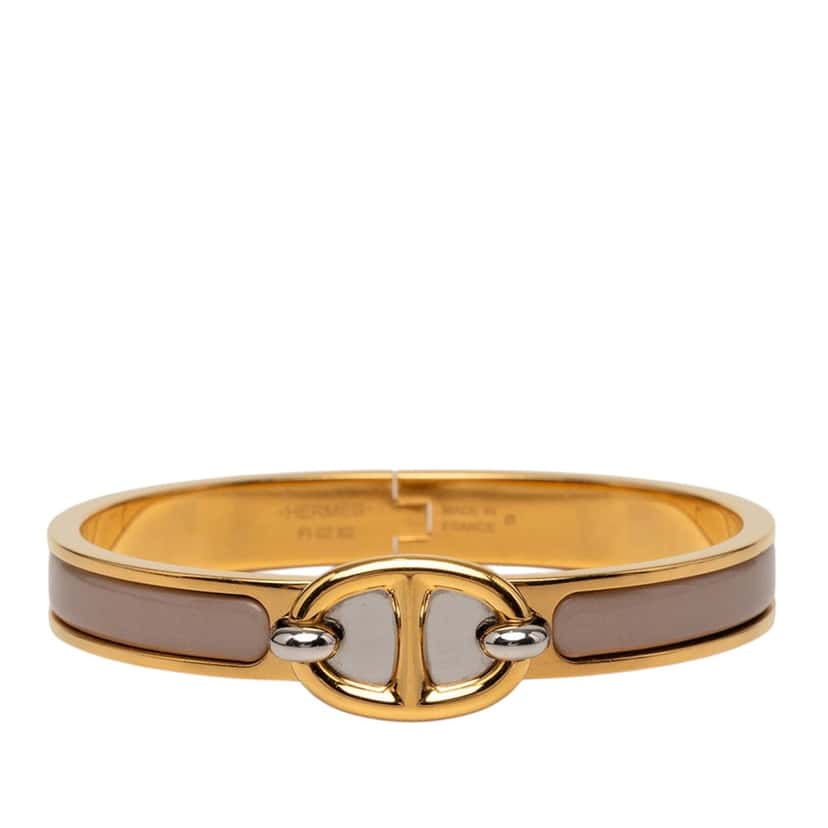 Hermès Mini Enamel Clic Chaine d Ancre Bracelet PM Brown Very good condition - Front View