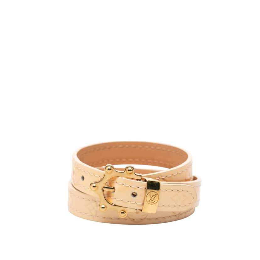 Louis Vuitton Monogram Vernis Triple Tour Wrap Bracelet Brown Leather Very good condition - Front View