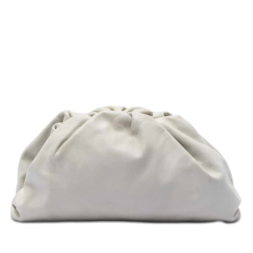 Bottega Veneta Lambskin The Pouch White Leather Very good condition - Front View