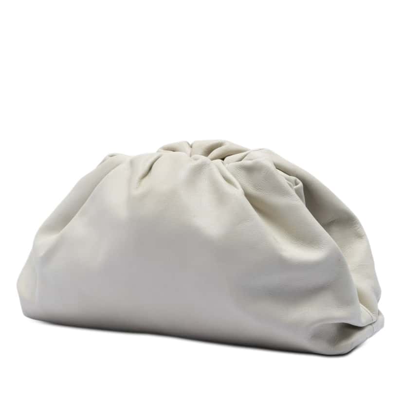 Bottega Veneta Lambskin The Pouch White Leather Very good condition - Back View