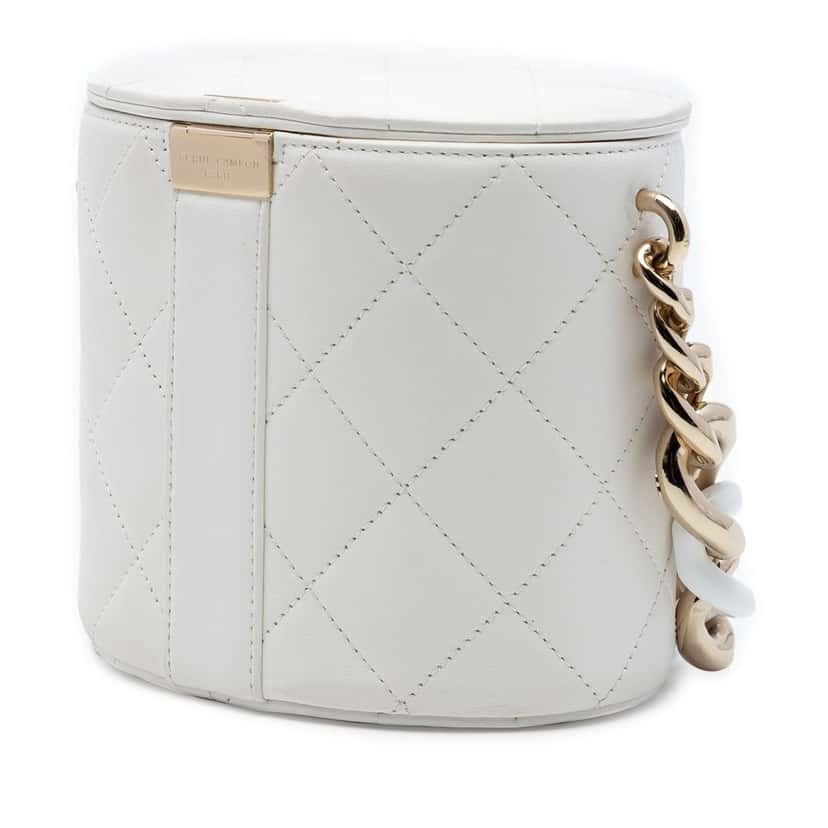 Chanel CC Lambskin Elegant Chain Vanity Case White Leather Very good condition - Back View