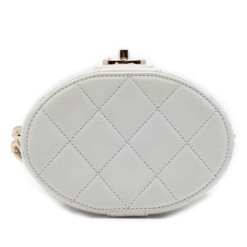 Chanel CC Lambskin Elegant Chain Vanity Case White Leather Very good condition - Inside View