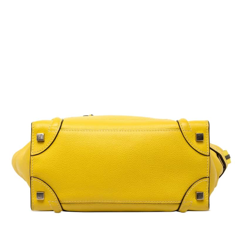 Celine Micro Drummed Calfskin Luggage Tote Yellow Leather Very good condition - Inside View