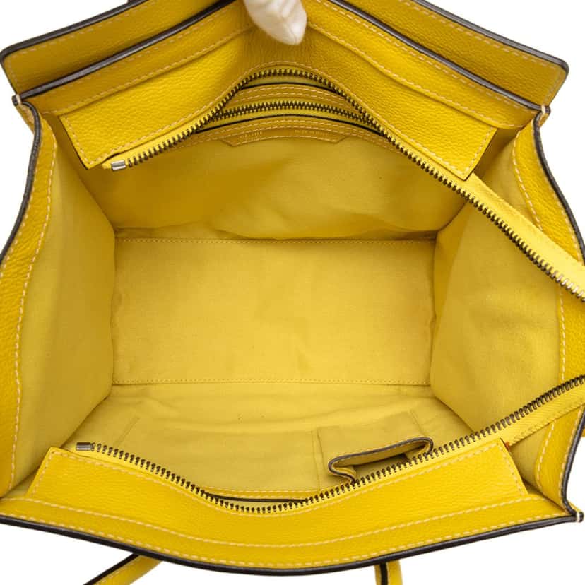 Celine Micro Drummed Calfskin Luggage Tote Yellow Leather Very good condition - Model View