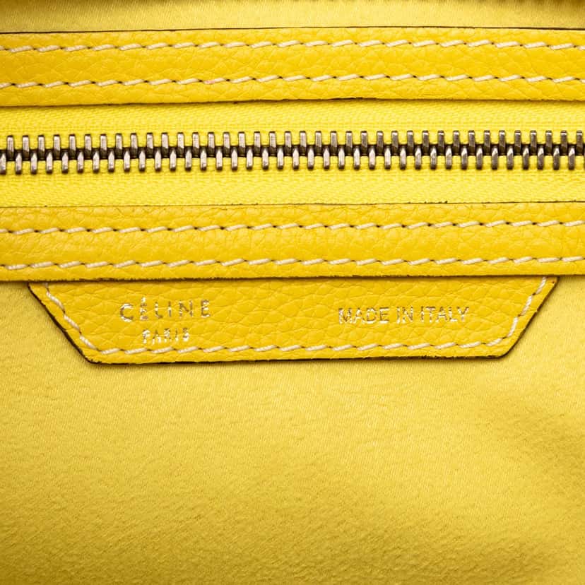 Celine Micro Drummed Calfskin Luggage Tote Yellow Leather Very good condition - Box View