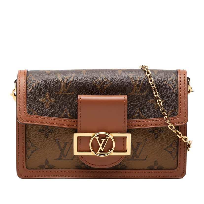 Louis Vuitton Monogram Reverse Dauphine Wallet on Chain Brown Very good condition - Front View