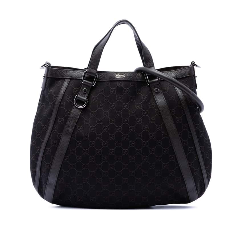 Gucci GG Denim Abbey D Ring Satchel Brown Very good condition - Front View