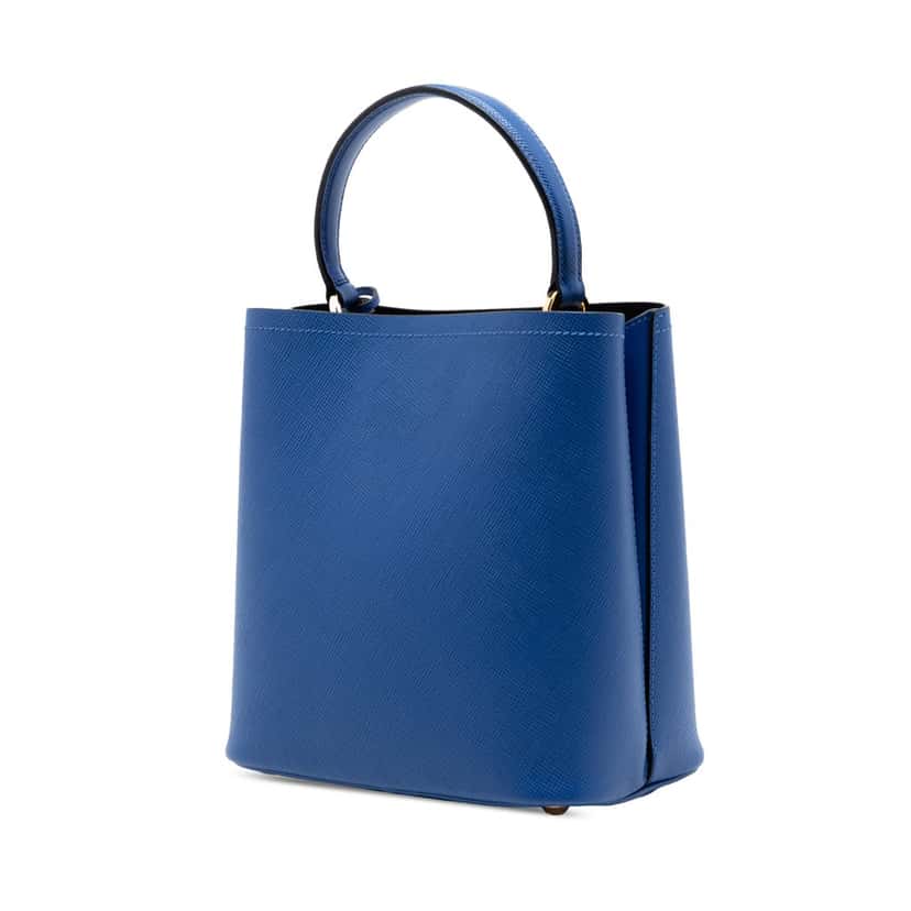 Prada Medium Saffiano Cuir Panier Satchel Blue Leather Very good condition - Back View