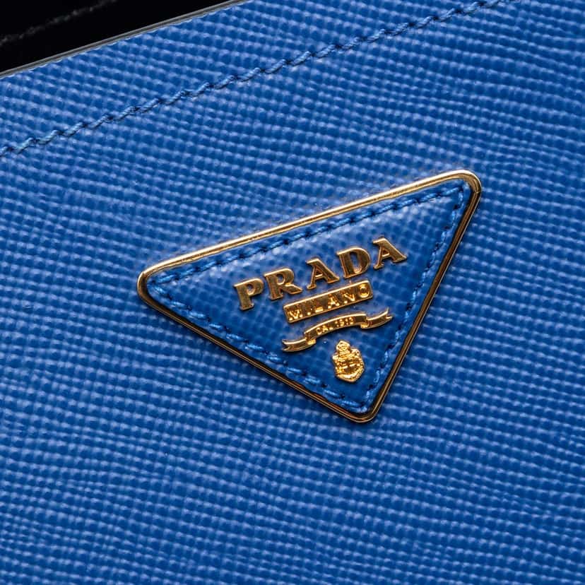 Prada Medium Saffiano Cuir Panier Satchel Blue Leather Very good condition - Box View