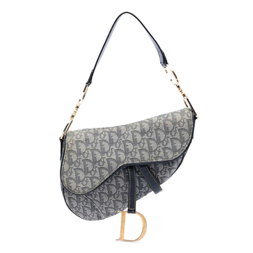Dior Diorissimo Canvas Saddle Bag Blue Very good condition - Front View