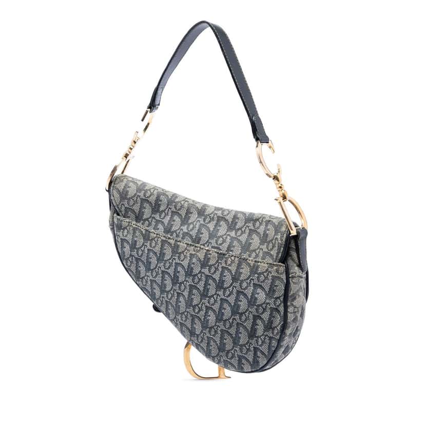 Dior Diorissimo Canvas Saddle Bag Blue Very good condition - Back View