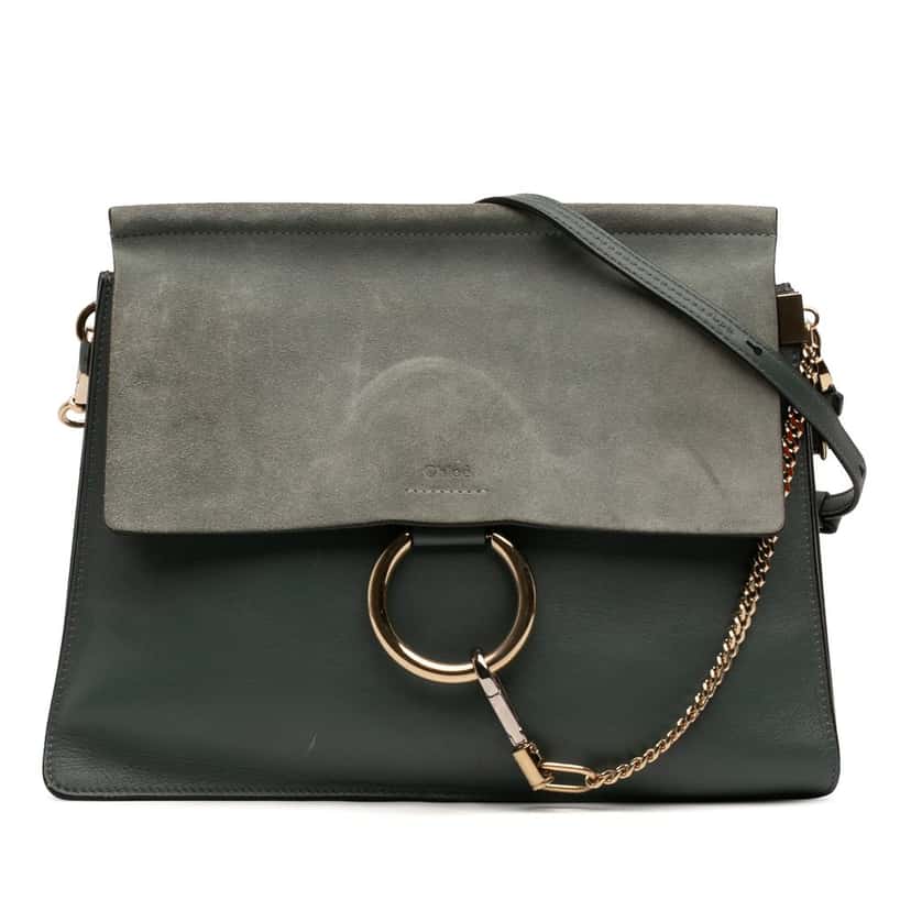 Chloé Medium Calfskin and Suede Faye Crossbody Blue Leather Very good condition - Front View