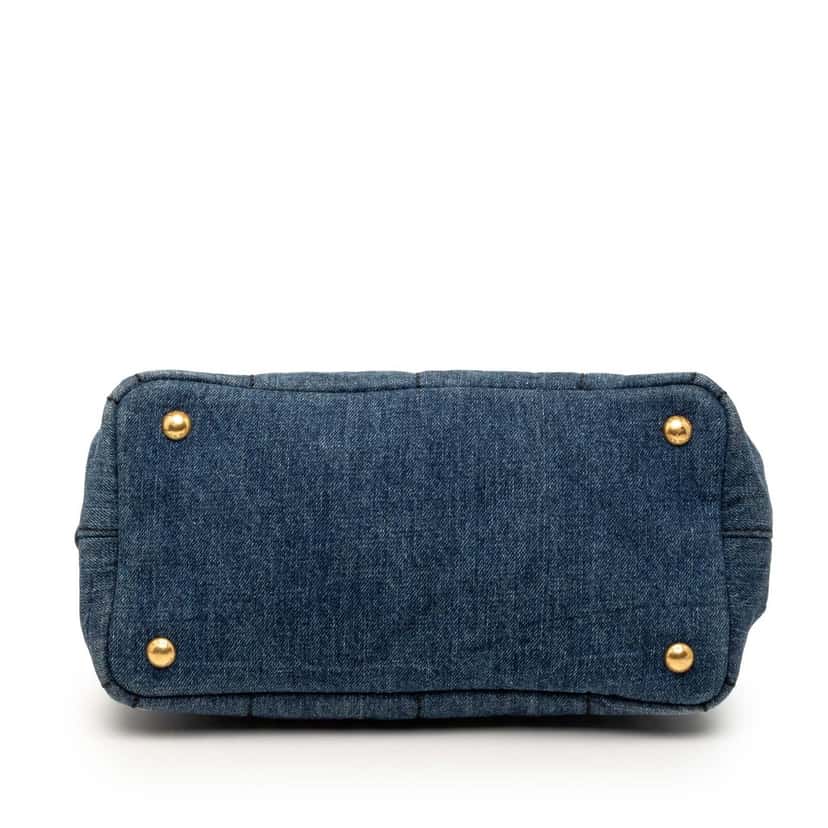 Prada Small Denim Canapa Logo Satchel Blue Never worn, with tag - Inside View