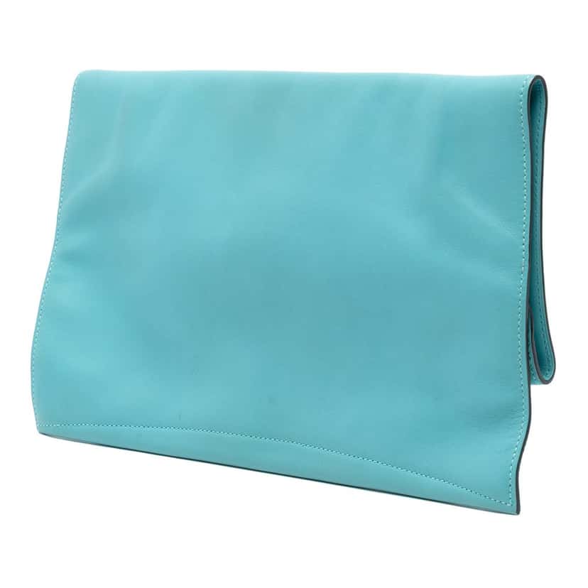 Hermès Evercolor Pliplat Clutch Blue Leather Very good condition - Back View