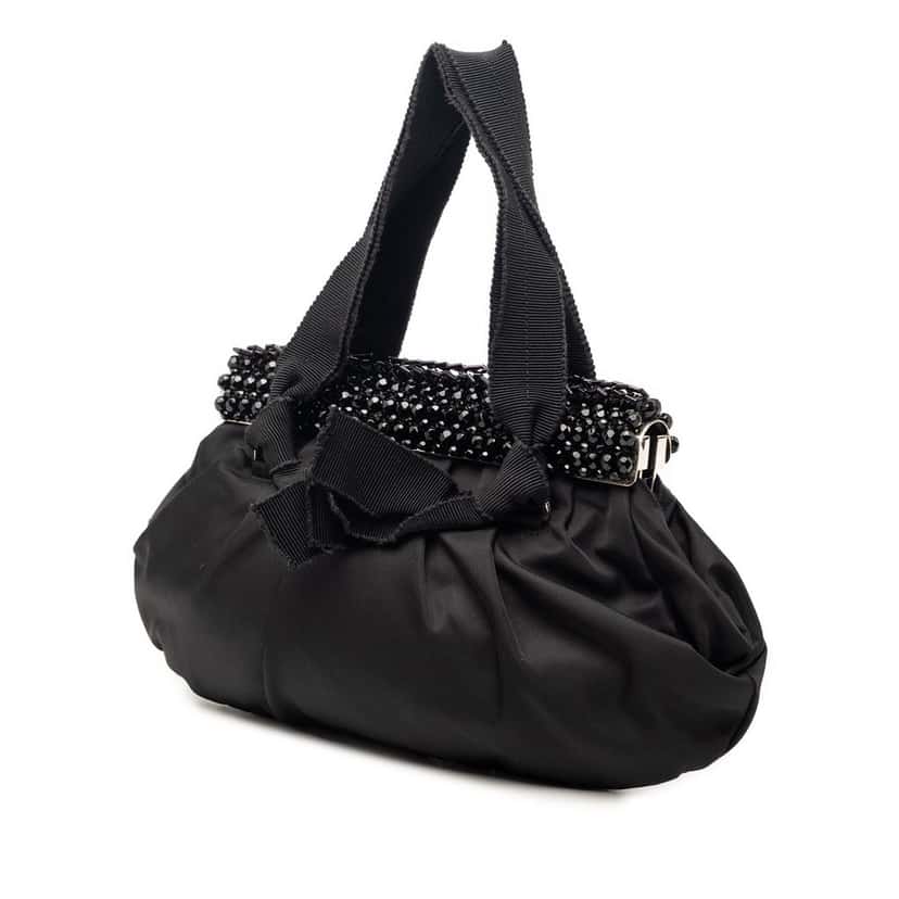 Prada Tessuto Beaded Handbag Black Very good condition - Back View