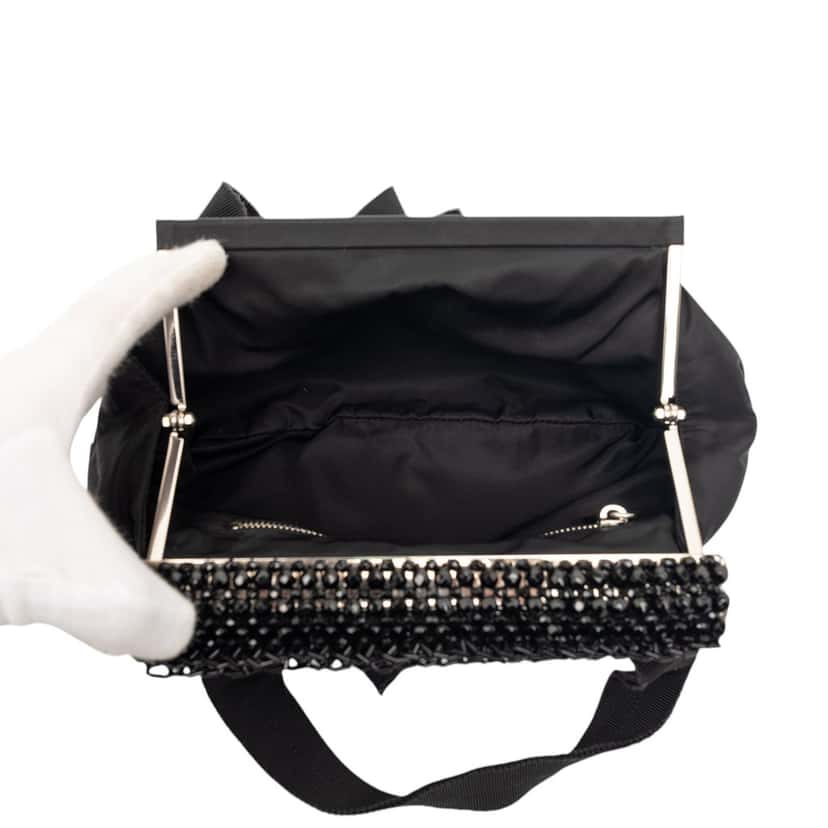 Prada Tessuto Beaded Handbag Black Very good condition - Model View