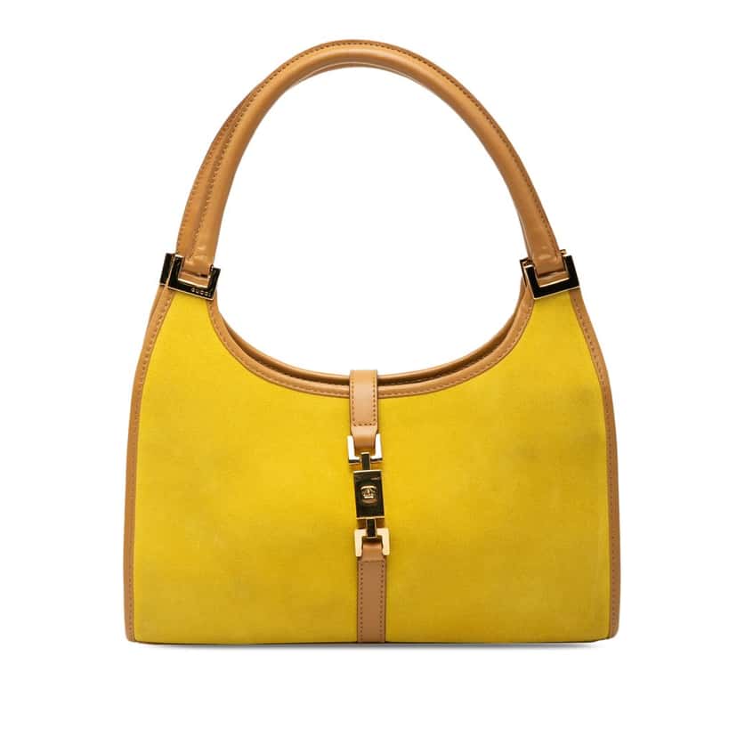 Gucci Suede Jackie Bardot Handbag Yellow Leather Very good condition - Front View