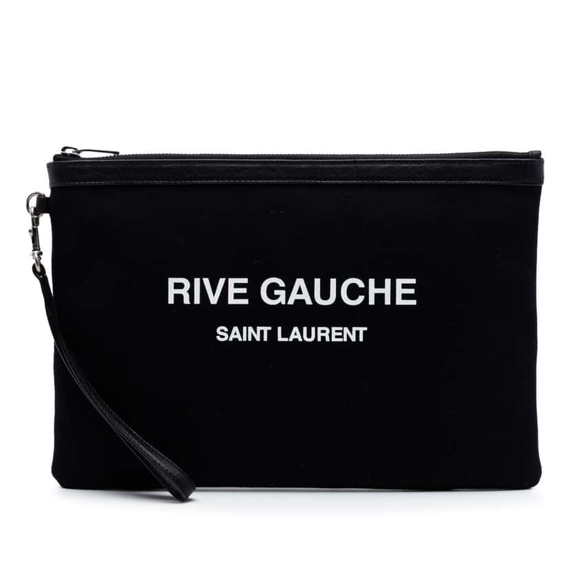 Saint Laurent Canvas Rive Gauche Clutch Black Very good condition - Front View