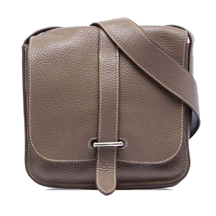 Hermès Clemence Steve Pochette Brown Leather Very good condition - Front View