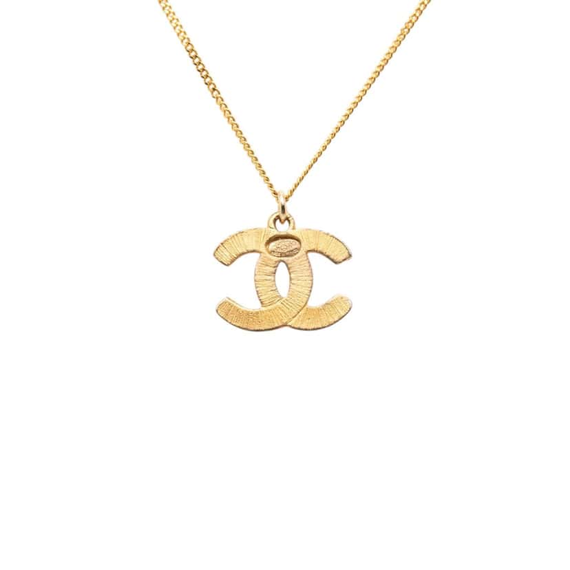 Chanel CC Gold Plated Strass Pendant Necklace Gold Metal Very good condition - Inside View