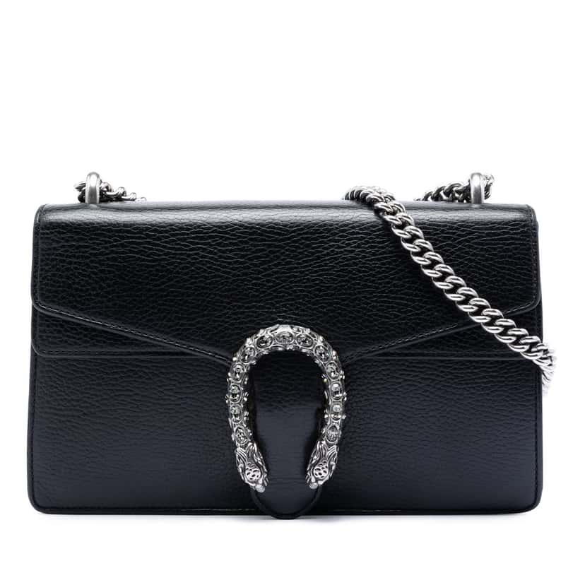 Gucci Medium Calfskin Dionysus Shoulder Bag Black Leather Very good condition - Front View