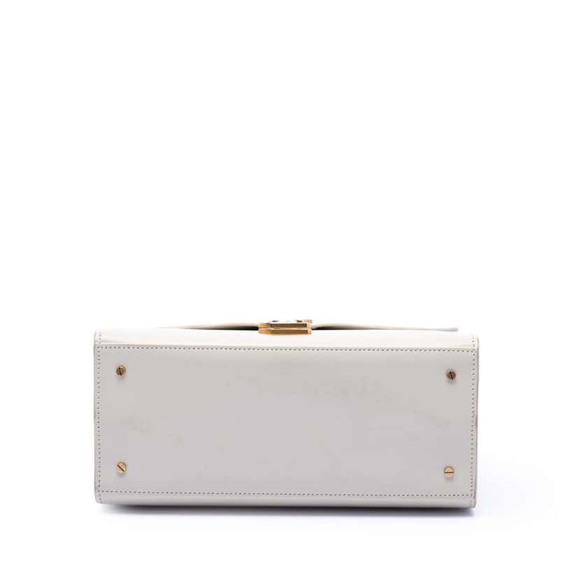 Saint Laurent Medium Smooth Calfskin Classic Monogram Cassandra Top Handle Bag White Leather Very good condition - Inside View