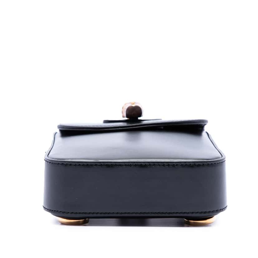 Gucci Mini Calfskin Bamboo Top Handle Bag Black Leather Very good condition - Inside View