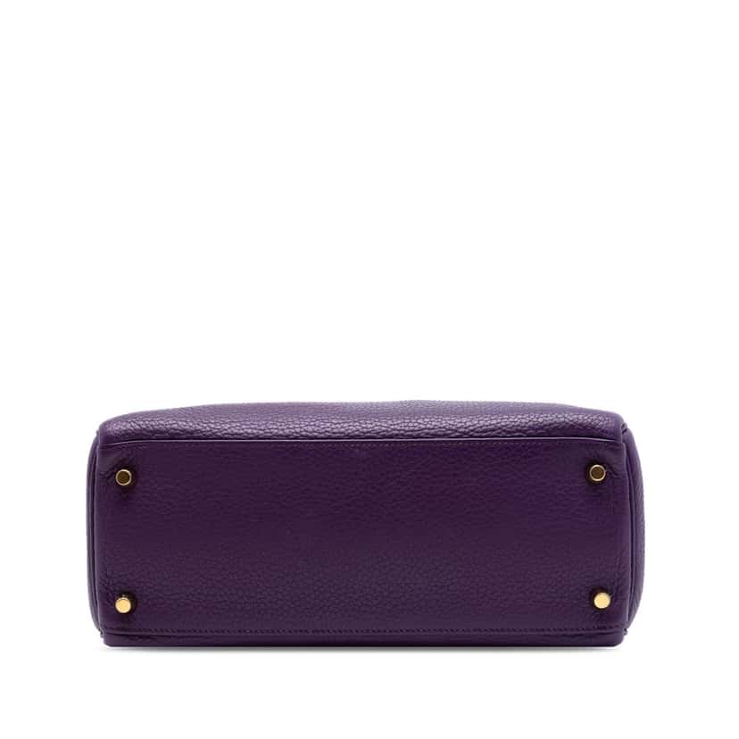 Hermès Taurillon Clemence Kelly II Retourne 28 Purple Leather Very good condition - Inside View