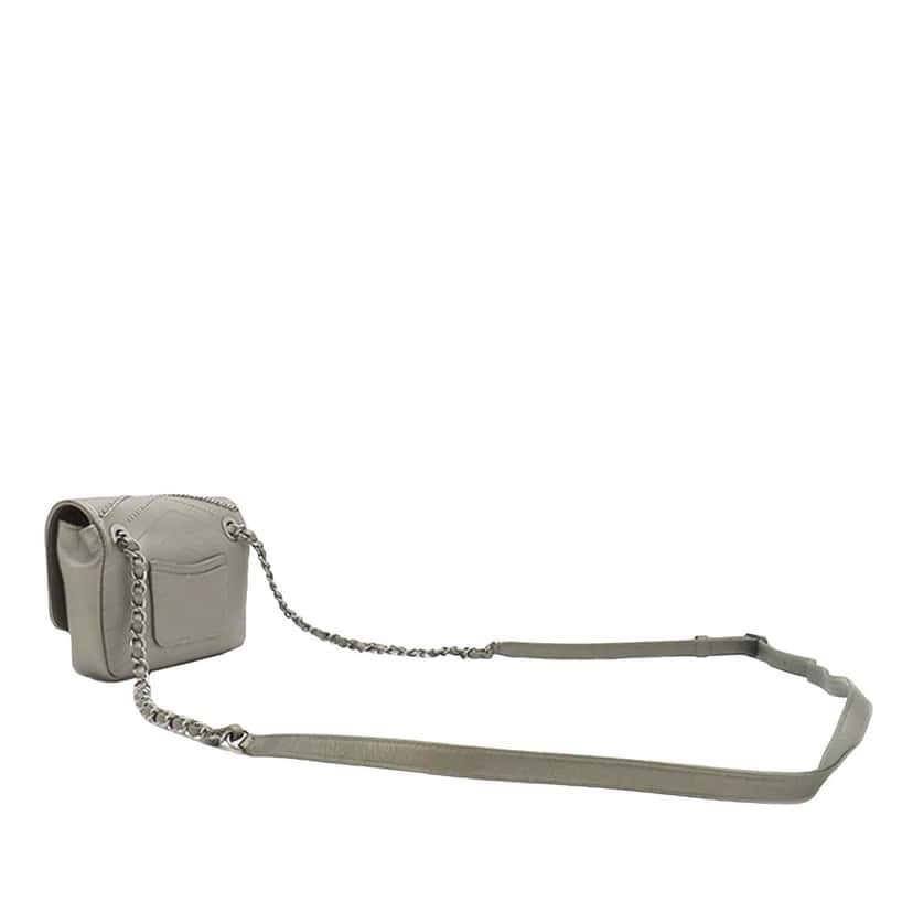 Chanel Small Chevron Calfskin Embellished Data Center Envelope Flap Silver Leather Very good condition - Back View