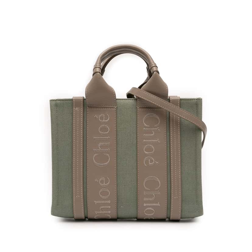 Chloé Small Canvas Woody Tote Green Very good condition - Front View