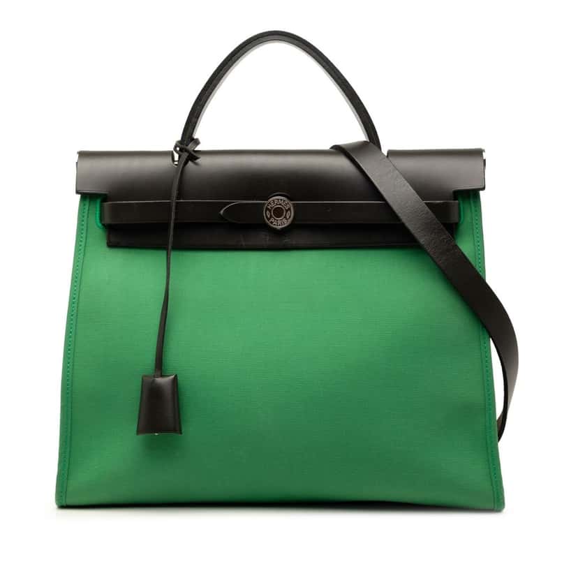 Hermès Toile Herbag Zip 31 Green Very good condition - Front View