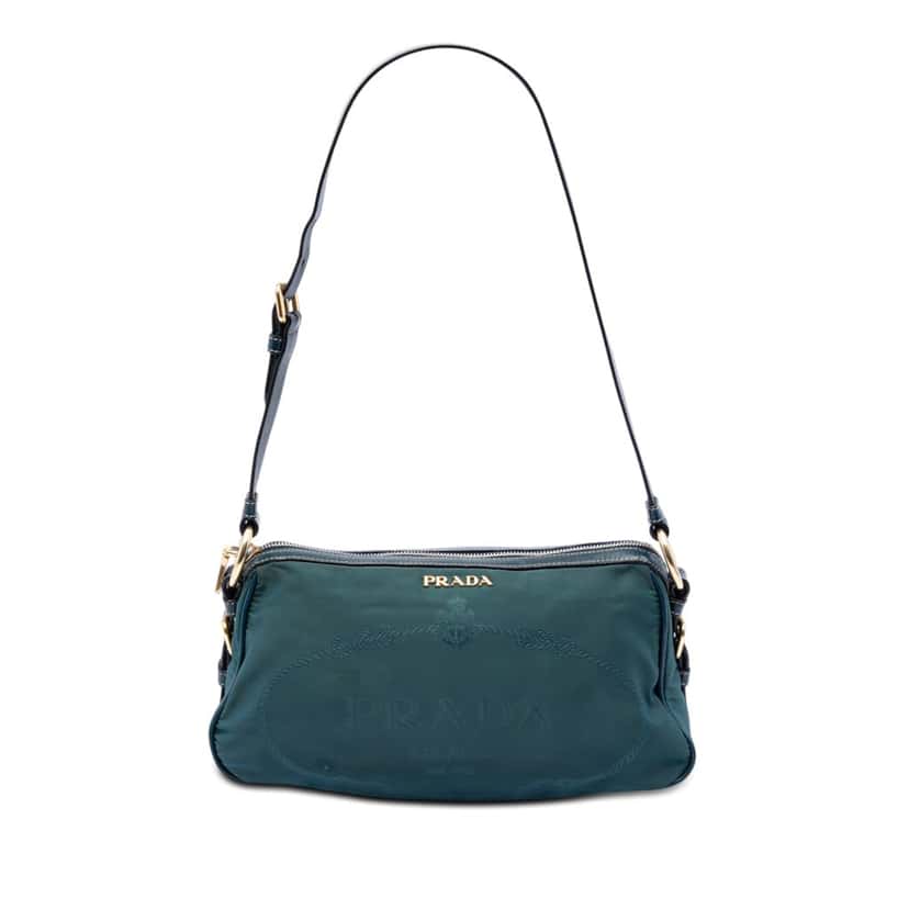 Prada Tessuto Canapa Logo Shoulder Bag Blue Very good condition - Front View