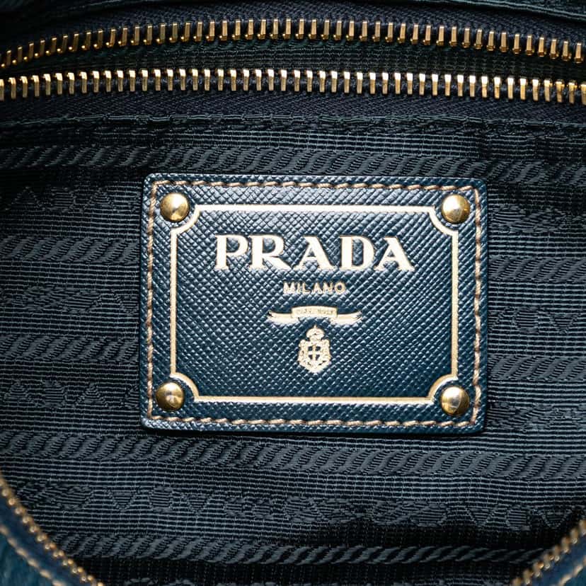 Prada Tessuto Canapa Logo Shoulder Bag Blue Very good condition - Box View