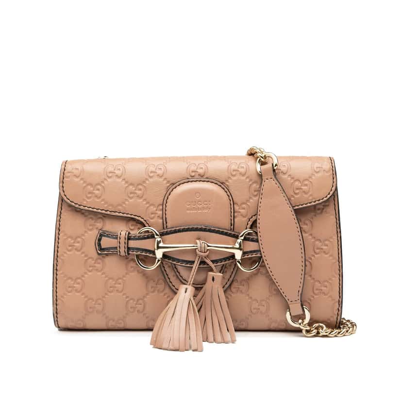 Gucci Small Guccissima Emily Crossbody Beige Leather Very good condition - Front View