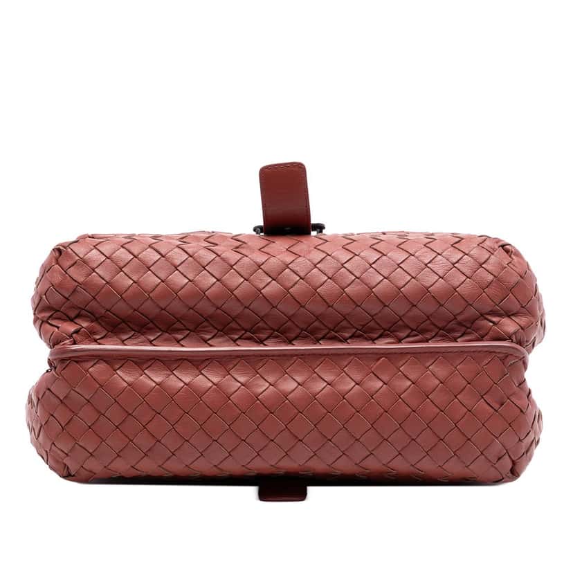 Bottega Veneta Nappa Intrecciato Double Sided Flap Messenger Bag Red Leather Very good condition - Inside View