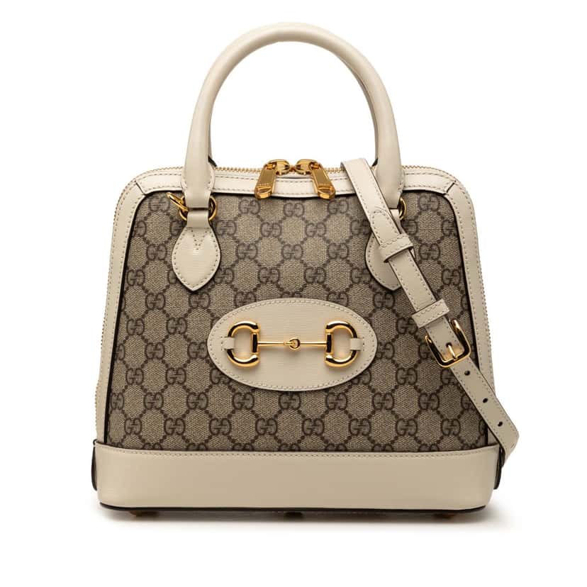 Gucci Small GG Supreme Horsebit 1955 Satchel Beige Very good condition - Front View
