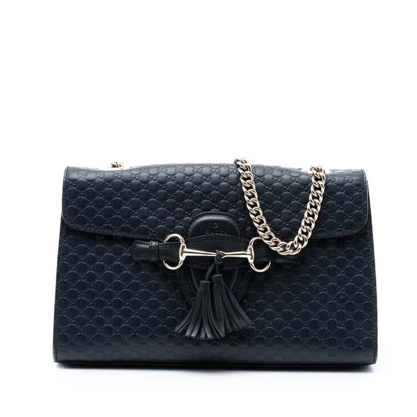 Gucci Medium Microguccissima Emily Shoulder Bag Blue Leather Very good condition - Front View