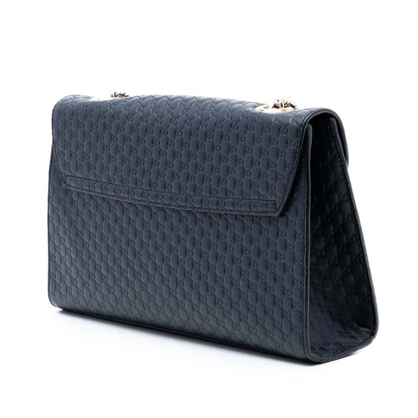 Gucci Medium Microguccissima Emily Shoulder Bag Blue Leather Very good condition - Back View