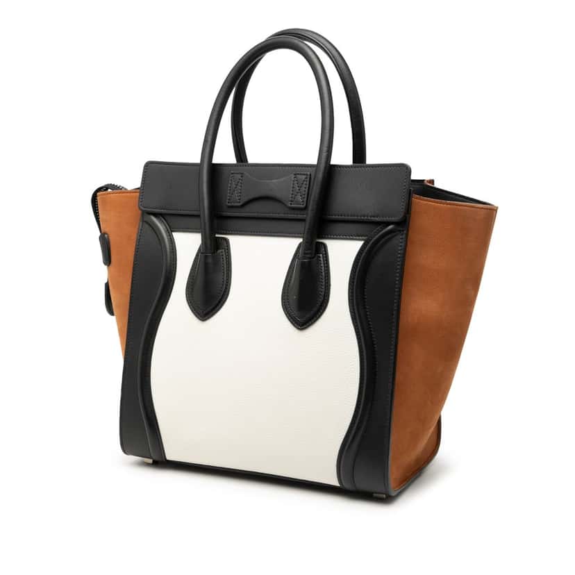 Celine Micro Tricolor Leather Luggage Tote White Leather Very good condition - Back View