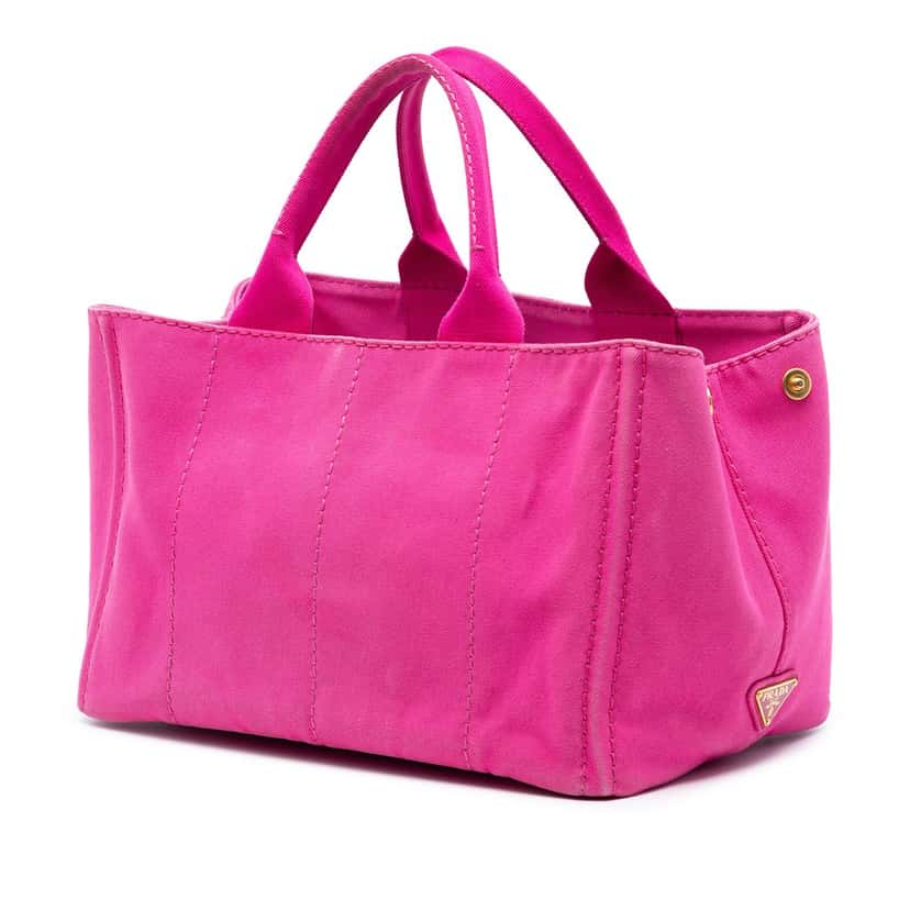 Prada Canvas Canapa Logo Satchel Pink Very good condition - Back View