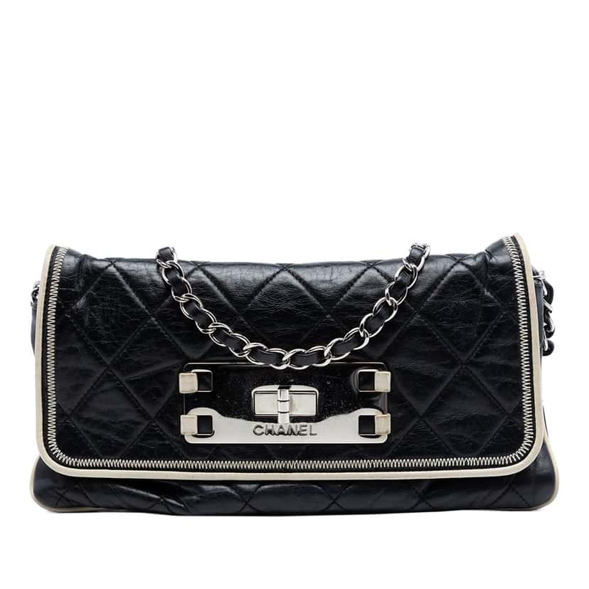 Chanel Quilted Lambskin Reissue East West Flap Black Leather Very good condition - Front View