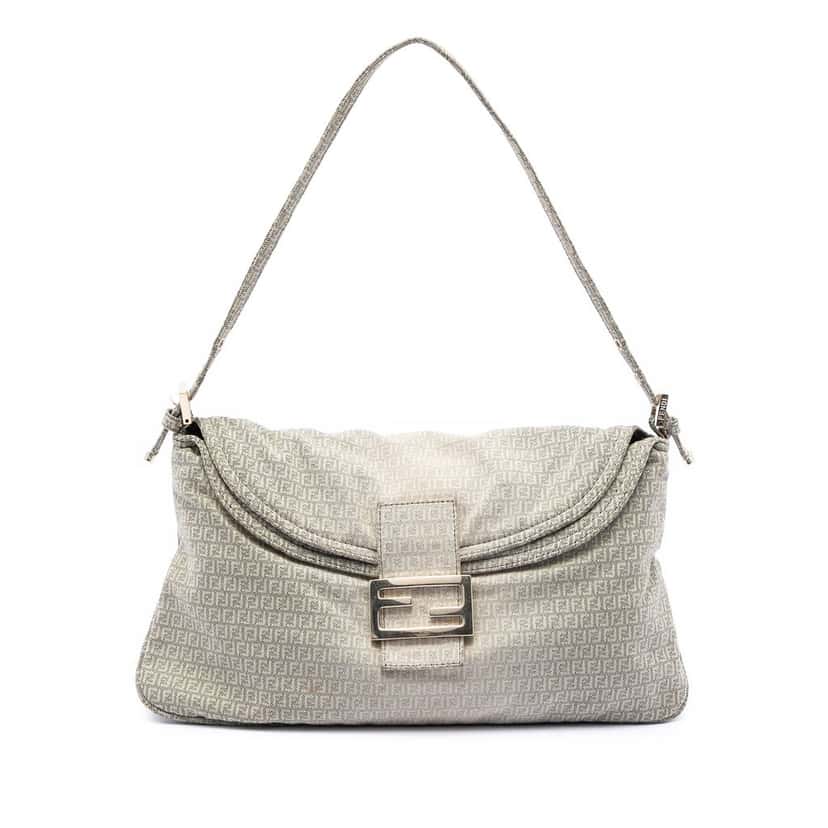 Fendi Micro Zucchino Canvas Double Flap Shoulder Bag Other Very good condition - Front View