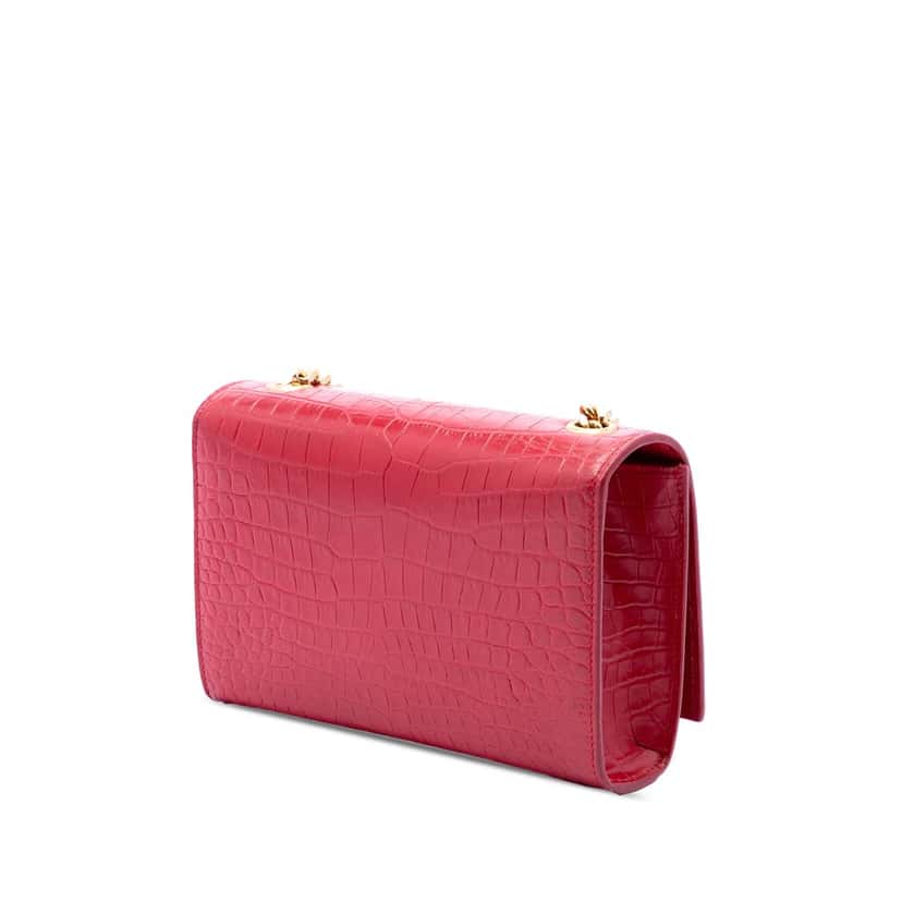 Saint Laurent Small Croc Embossed Leather Kate Tassel Crossbody Red Leather Very good condition - Back View