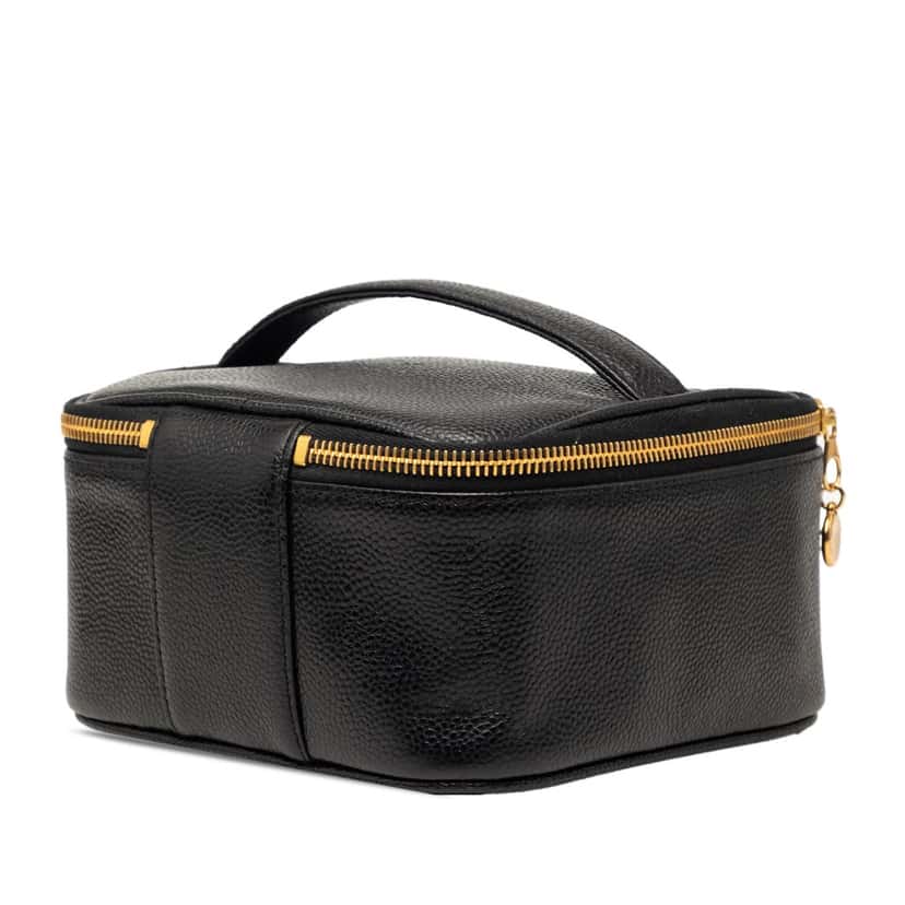 Chanel CC Caviar Vanity Bag Black Leather Very good condition - Back View